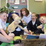 Children laughing with Bamber