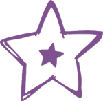a sketched star in purple